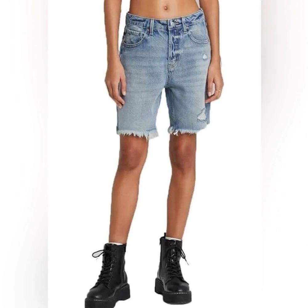 Wild Fable Women's High-Rise Wide Leg Bermuda Jean Shorts -0 NWT